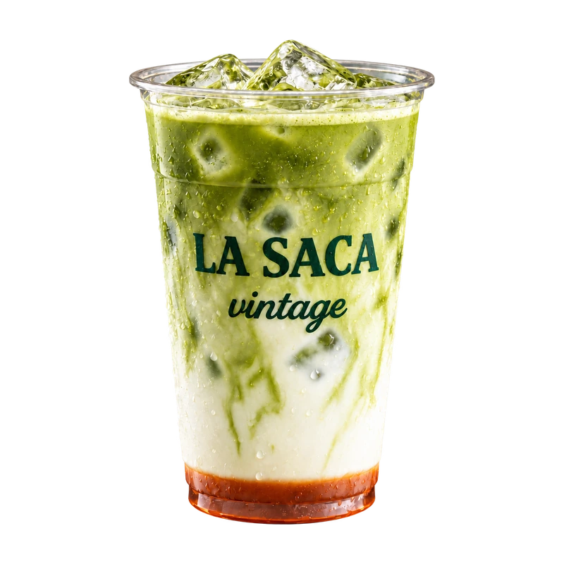 Iced Matcha Latte de cinnamon roll